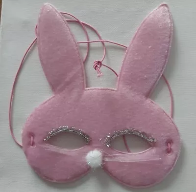 Pink Plush Bunny Elasticated Mask-adult Or Child For Partyfestival - Goodie Bag • £1