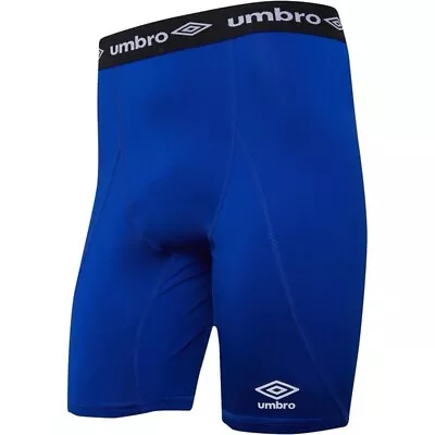 Mens Blue Umbro Compression Baselayer Running Jogging Gym Shorts Rrp £22.99 Uk L • £12.95