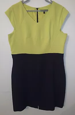 Coast Navy Blue & Yellow Colour Block Midi Pencil Dress. Size 18. Worn Once R36^ • £2.99