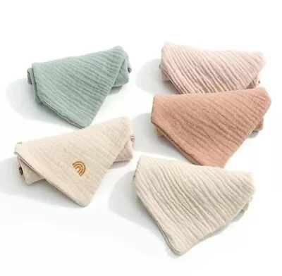 Baby Muslin Squares Pack Of 5 100% Organic Cotton Soft Washcloths 5 Layers • £7.49