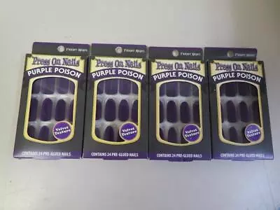 Lot Of 4 Packs Of 24 Ea Fright Night Press On Nails Purple Poison Velvet Texture • $15.99