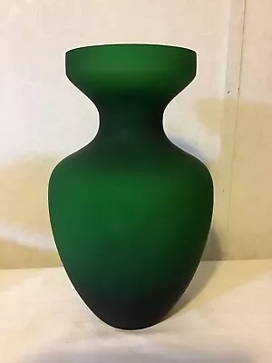 Vintage Green Satin Glass Vase • $14