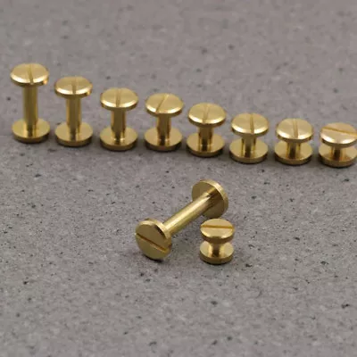 £4.87 • Buy 4-20mm Flat Belt Screw Leather Craft Chicago Nail Brass Solid Rivets Stud Head