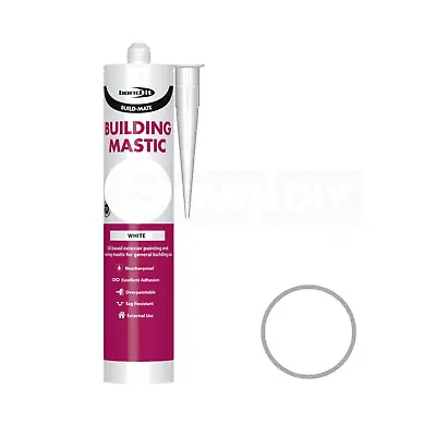 WHITE BUILDING MASTIC POINTING SEALANT Exterior Door Window Bed Frame Bond It • £5.95