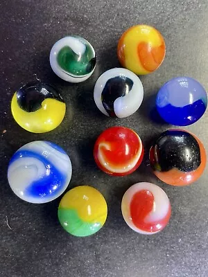 Vintage AKRO Agate Marbles. Lot Of Ten. NM Mint Range. • $9.99