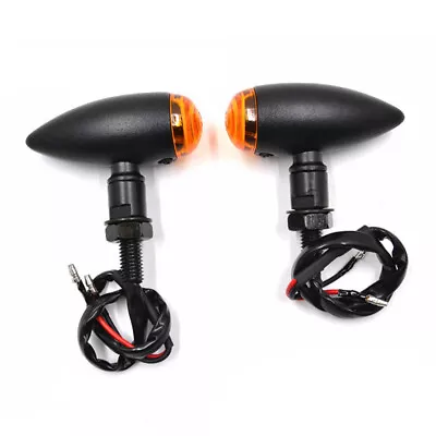 2x Mini Bullet Black Motorcycle LED Turn Signals Light Amber Running Tail Lights • $17.17