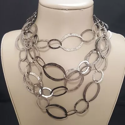 Beautiful Gunmetal Multi Layered Chain Link Necklace Nwot • $10.39