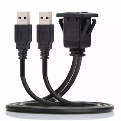 Dual USB 3.0 Extension Latch Mount Car AUX Cable 1m For Dashboard Panel • $8.99