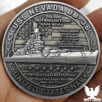 USS Nevada BB-36 Battleships Of Pearl Harbor 80th Anniversary US Navy Coin • $25.95