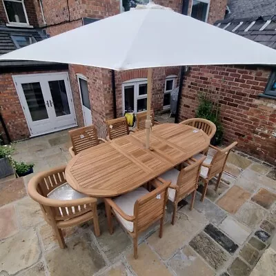 Luxury Garden Furniture Set | 8 Seater Garden Table And Chairs | Teak Dining Set • £1549