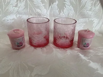Yankee Candle Easter Springs Pink Crackle Votive Holders With Peeps Votives X2 • £24.95