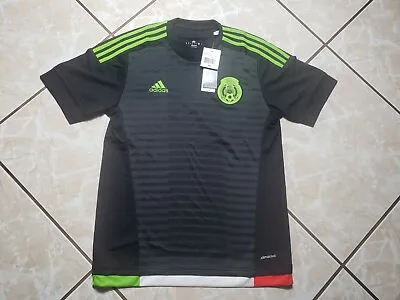 NWT Adidas Climacool Short Sleeve 2015 Black Mens Mexico Soccer Jersey Medium • $88.95