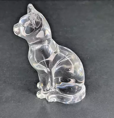 Vintage Norway Hadeland Signed Crystal Cat Kitten Norway Europe Art Glass Gift • £24.08