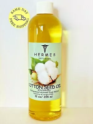 COTTON SEED OIL By HERMES WINTERIZED ORGANIC COLD PRESSED 12 Oz • $12.99