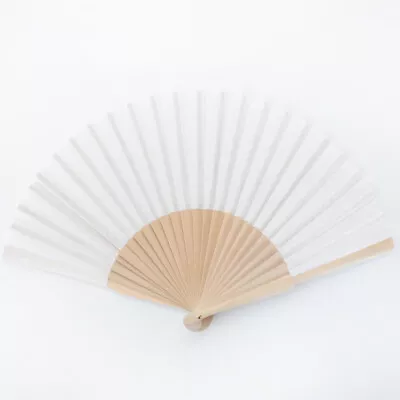 £5.49 • Buy White Wooden Hand Fan With Fabric 23cm Long