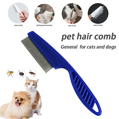 Durable Pet Flea Comb For Dog Cat Metal Teeth Hair Removal Comb Nonslip Handle • $7.92