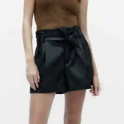 $35 • Buy Zara Faux Leather Shorts Size Small Black