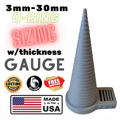 O-Ring Gauge Sizing Cone Measuring Tool 3mm-30mm & Thickness Chart Gray • $18.91