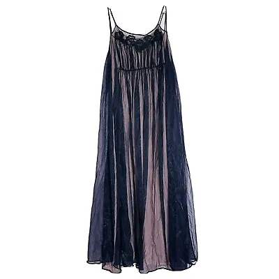 Vintage Black And Blush Mesh Overlay Slip Dress • $185