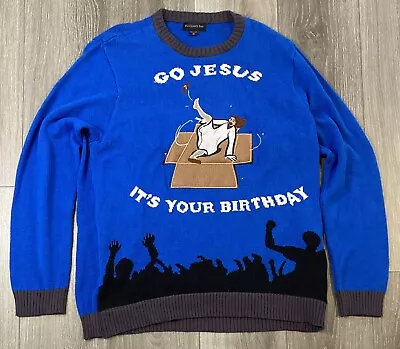  Go Jesus It's Your Birthday  Light-Up Comical Christmas Ugly Sweater Size XL • $24.49