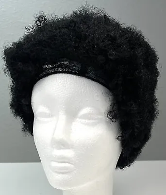 Mens Tight Curl Black Lace-Front AFRO WIG Hairpiece Costume Halloween EUC • $18.99