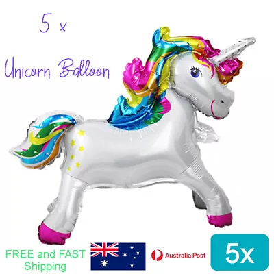 $13.04 • Buy 5x Unicorn Balloons - Foil Standing Unicorn Balloons Birthday Party Supplies