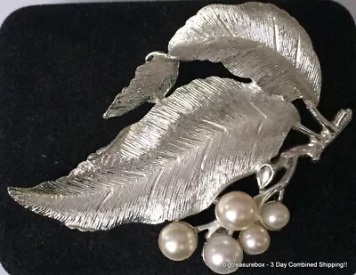Vintage Brooch Pin SIGNED SARAH COVENTRY Faux Pearl Silver Tone Jewelry Lot Y • $1.99