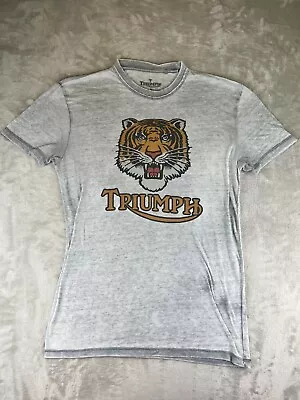 TRIUMPH Motorcycles X Lucky Brand Shirt Size Small Short Sleeve Tiger Retro • $27.99