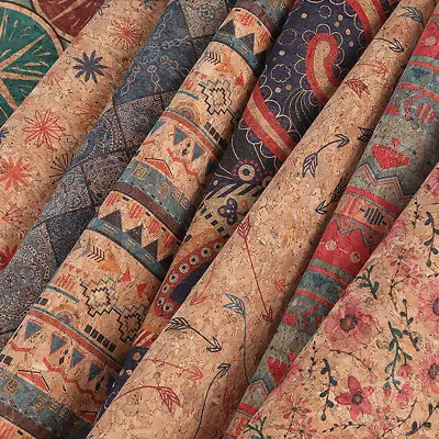 Floral Cork Leather Fabric Sheet Patchwork Clothing Bag Purse Sewing Craft DIY  • $2.26