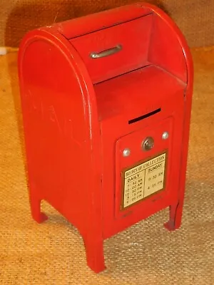 Vintage 1960s US Post Office-Red 4  Mail Box Tin Toy Bank Made In Japan • $29