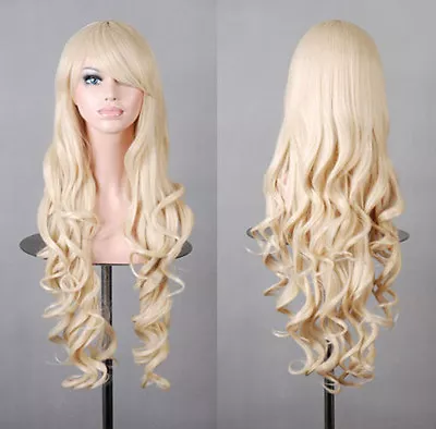 New Woman 80cm Long Curly Wigs Fashion Cosplay Costume Anime Hair Wavy Full Wigs • $14.99