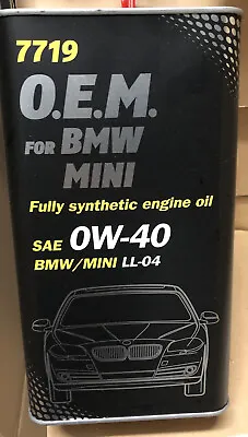 £18.99 • Buy 4 Litre 0W40 7719 Engine Car Motor Oil BMW Mini Fully Synthetic ACEA C3 LL-04 GM
