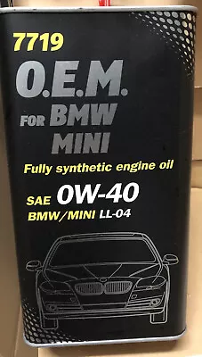 4 Litre 0W40 7719 Engine Car Motor Oil BMW Mini Fully Synthetic ACEA C3 LL-04 GM • £23.99