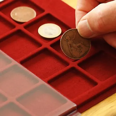 COIN Collection SCHULZ - Red COIN TRAY 35 Square Compartments 35x35mm // P35 • £6.99