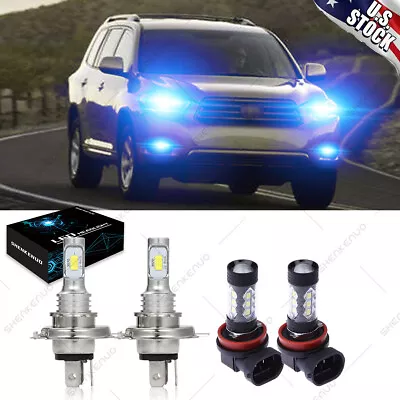 For 2008 2009 2010 Toyota Highlander 8000K LED Headlight Hi/Lo + Fog Light Bulbs • $26.79