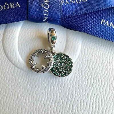 $46 • Buy Authentic Pandora Green 4 Leaf Clover Lucky Moments Dangle Charm #797906NRGMX