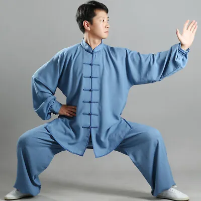 Men Women Kung Fu Apparel Tai Chi Suit Cotton Linen Shirt & Pants Wushu Uniform • £45.59