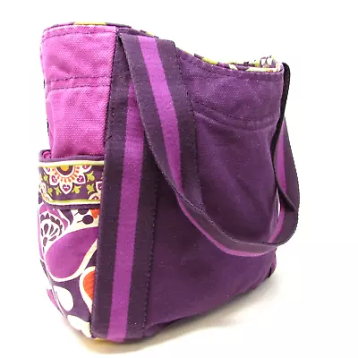 Vera Bradley Plum Crazy Color Block Tote Bag Medium Open 4 Pocket Key Hold Clip • $29.99