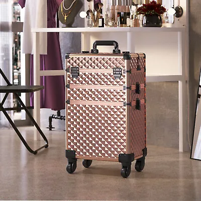 Vanity Makeup Trolley 3-IN-1 Beauty Case Hairdressing Nail Technician StorageBox • £65.95
