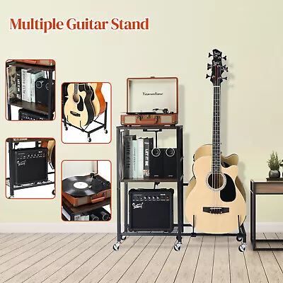 Multi Functional Guitar Stand With Socket Bottom Wheel Black • $57