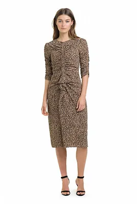 $20 • Buy COUNTRY ROAD Camel Print Gathered Bodycon Fitted Dress - Size 8