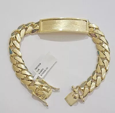 Real 10k Gold Bracelet Miami Cuban Link 12mm ID Name Plate 8.5 Inch Men's Solid • $3059.28