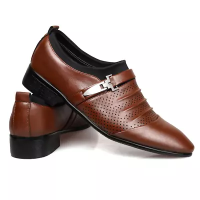 Mens Pointed Toe Wedding Business Party Patent Formal Office Smart Dress Shoes • £27.59