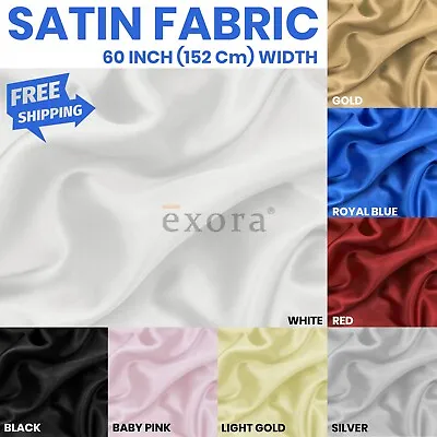 £1.99 • Buy Satin Dress Craft Fabric Plain Luxury Wedding Material 152cm Width (60  Inches)