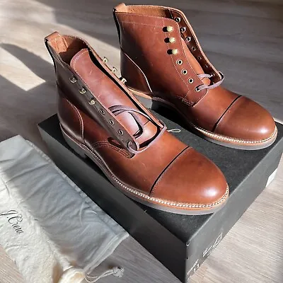 J.CREW Kenton Leather Cap-Toe Boots F4446 Brown Size 11M With OG Box • $158