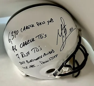 Matt Mcgloin Signed Penn State Riddell Full Size Career Stats Helmet W/coa Rare • $289