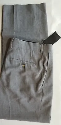 HUGO BOSS Men James Brown Regular Flat Front Wool Dress Pant Trouser  36x30 Gray • $78.99