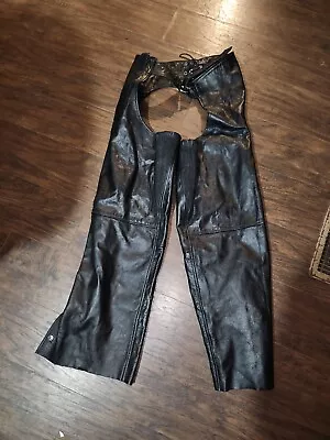 X Element Leather Chaps Women’s Sz 8 Black Motorcycle Riding Protection Biker • $15