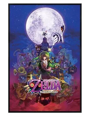 Zelda Poster Majora Mask Gloss Black Framed 61x91.5cm • £23.99