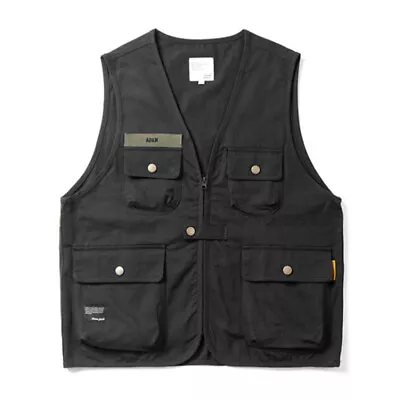 Men Utility Cargo Vest Sleeveless Multi Pocket Fishing Hunting Outdoor Waistcoat • £10.39